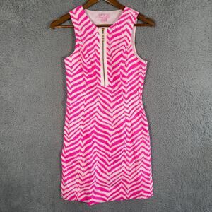 Lilly Pulitzer Penelope Tropical Pink Zebron Zip Cutout Back Dress Size 2